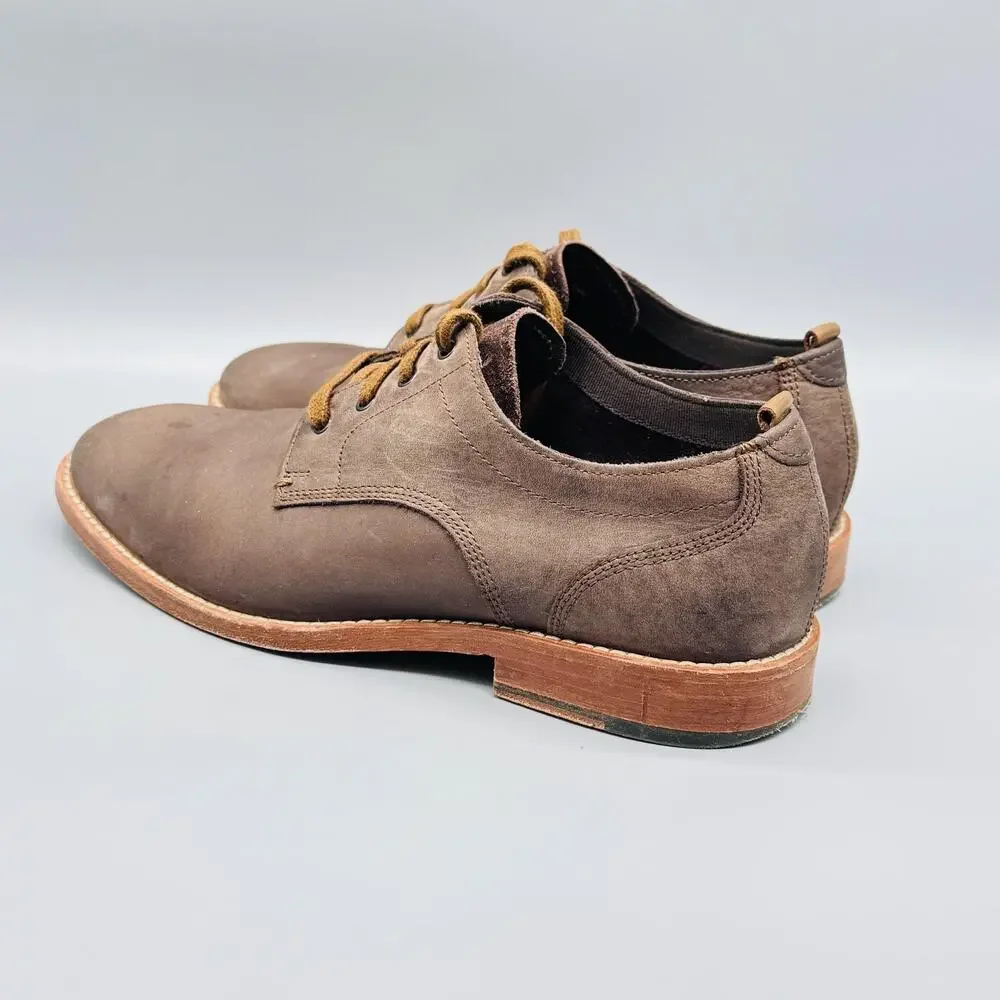 Cole Haan Shoes Mens 7.5 Brown Nubuck Leather Feathercraft Blucher Oxford Dress